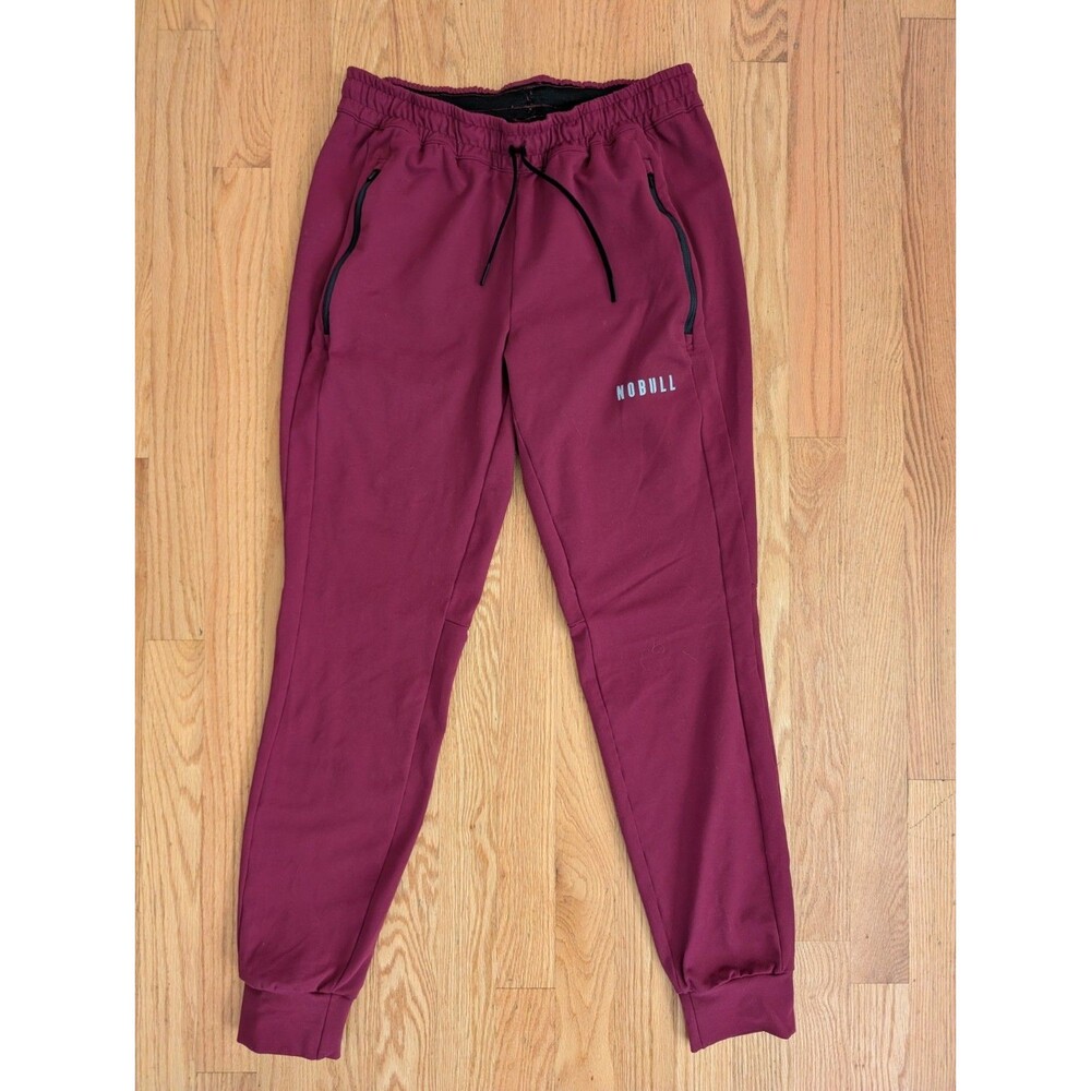 NOBULL Joggers Men’s Small Red Maroon Athletic Pants Gym Training Zip Pocket - Picture 1 of 11